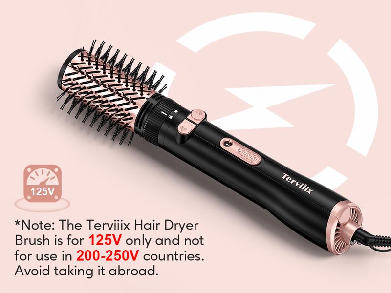 Terviiix 4-in-1 Hot Air Rotating Blow Dryer Brush Kit – 1000W with Rotatable Round Brushes (2 Sizes), Oval Volumizer, and Diffuser