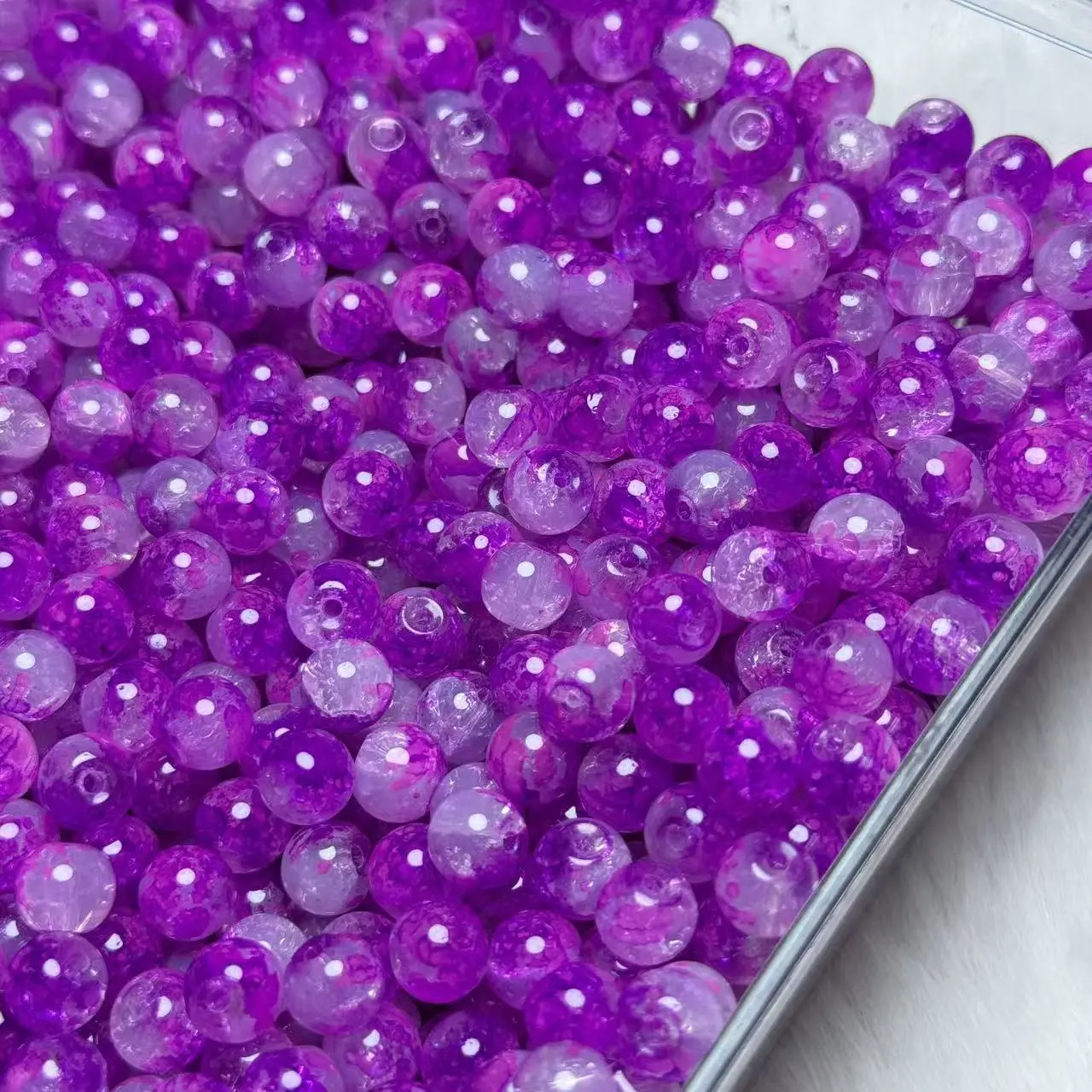 【A243】8mm Purple Swirl Crackle Glass Beads, Suitable for Bead Stringing 75ml