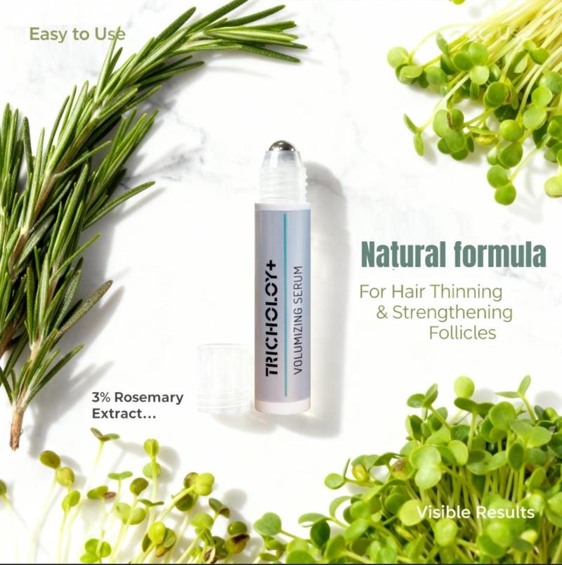 Tricholoy Hair Growth Roll-On Serum for Men & Women | 3% Rosemary, Pea Sprout, Moringa | Precision Scalp Applicator | Paraben/Sulphate-Free | Non-Oily | DHT Blocking Tricholoy Hair Growth Roll-On Serum for Men & Women | 3% Rosemary, Pea Sprout, Moringa | Precision Scalp Applicator | Paraben/Sulphate-Free | Non-Oily | DHT Blocking