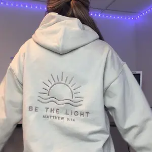 Be the Light Back Embroidered Hoodie 10 inches wide embroidery