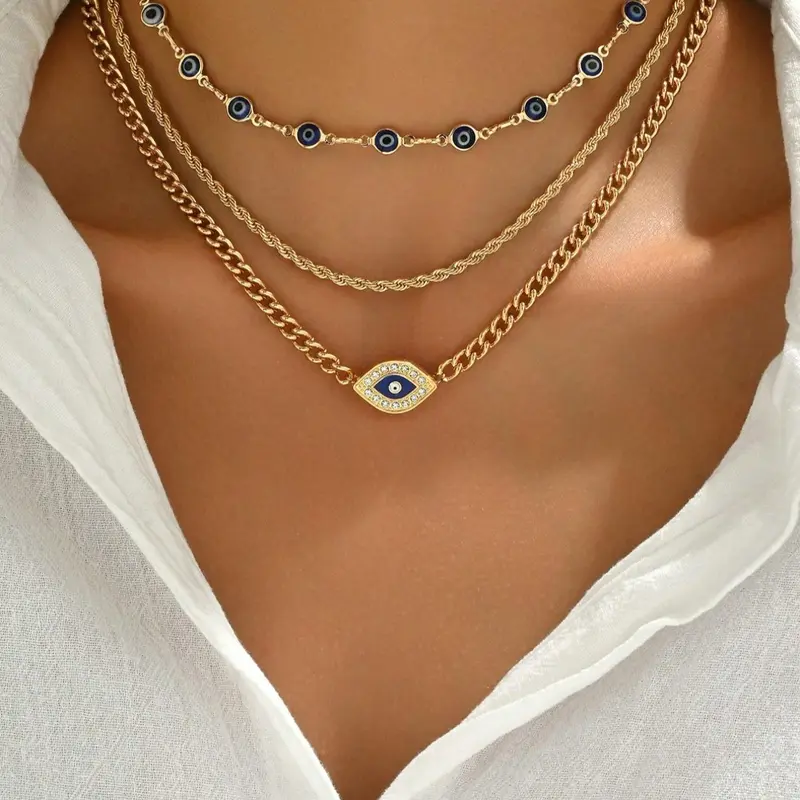 Evil Eye Design Necklaces, Casual Style Necklaces, Fashion Jewelry, Casual Trendy Jewelry for Party, Daily Clothing Decor, Trendy All-match & Exquisite Jewelry for Birthday Gift, Fashionable Accessory, Fashion Accessories