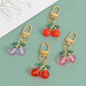 Cherry Keychain Alloy Door Knob, Bag Pendant, Box Decoration, Phone Charm, Realistic Fruit Design, Available in 1/4/8 Pieces