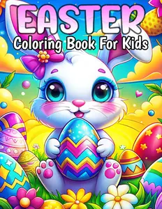 Easter Coloring Book For Kids: Featuring 50 Big And Easy Easter Coloring Pages With springtime-themed designs For Kids Ages 4-8 (easter basket stuffers), Paperback
