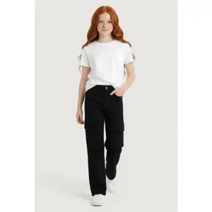 Girls Adjustable Waistband Relaxed Straight Leg Cargo Pants