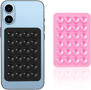 Silicone Suction Phone Case Adhesive Mount - 2 Pack Durable Accessory for Smartphones, Black+White or Pink+White, Magnetic Pad Grip Stick Cellphone Stand mobile Phone  Accessory Protective Protection multifunctional