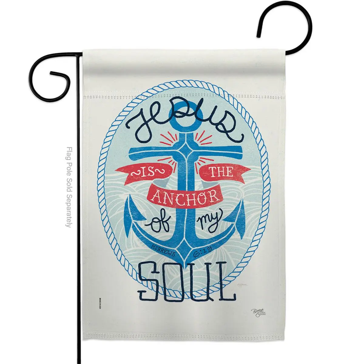Breeze Decor G153070-BO Jesus is the Anchor Garden Flag Religious Bible Verses 13 x 18.5 in. Double-Sided Decorative Vertical Flags for House Decoration Banner Yard Gift