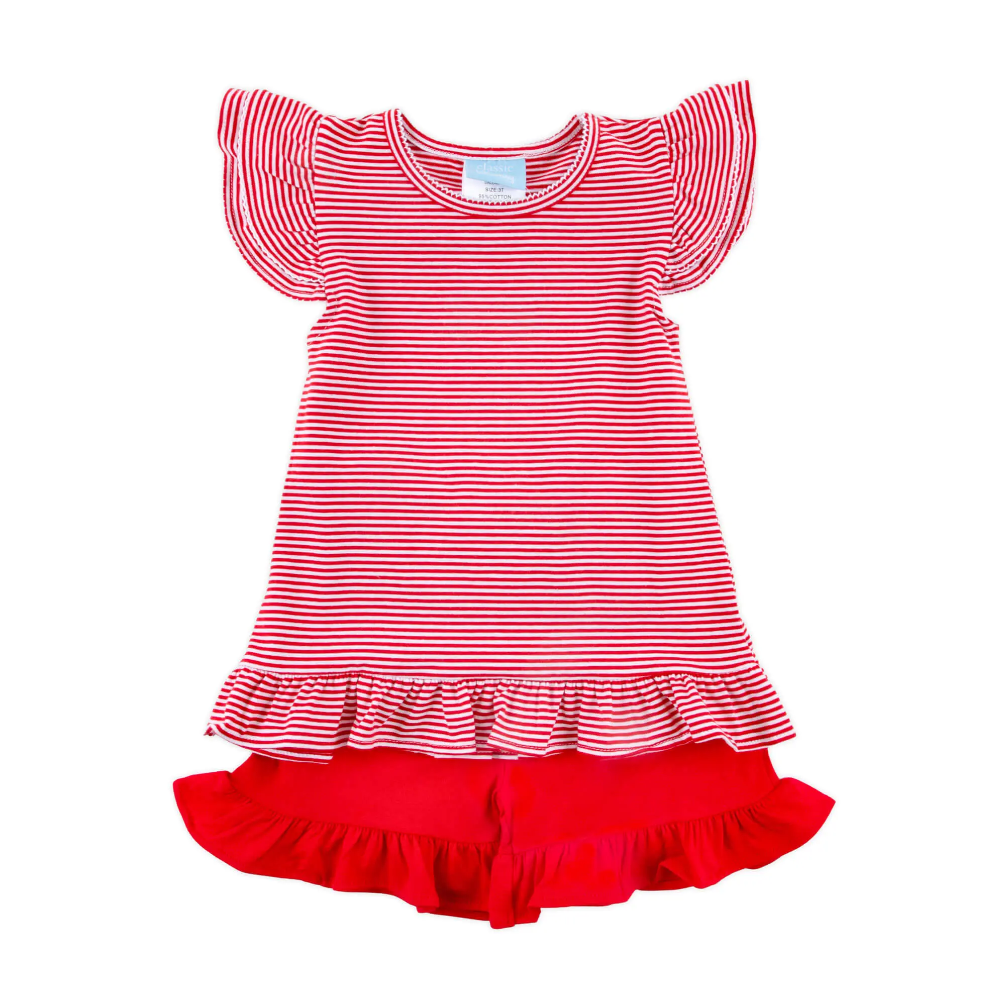 Milly Red Stripe Ruffle Short Set - Girls Soft Knit Outfit