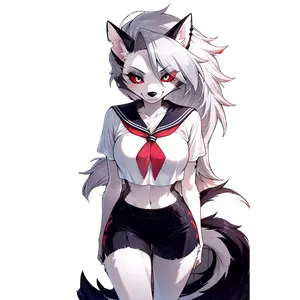 Moody Wolf Girl Vinyl Sticker, Striking Character Illustration Decal, Glossy Waterproof Vinyl Finish, Dark Fantasy Cartoon Artwork, Aesthetic Laptop Water Bottle Car Decor, Trendy Personal Gear Accent