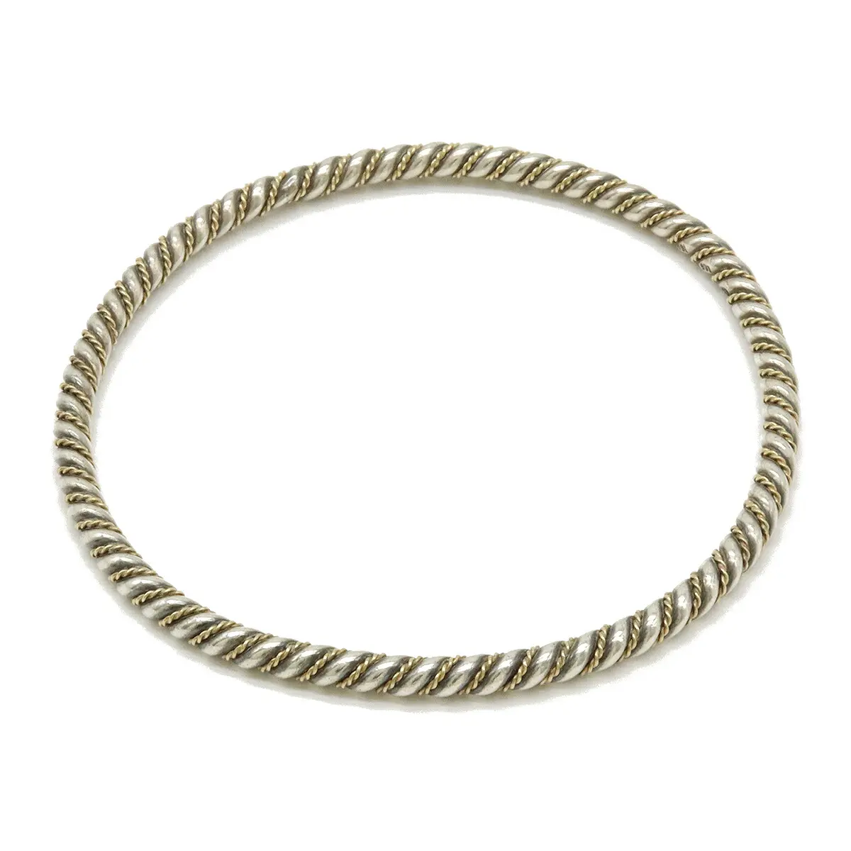 Pre-owned Tiffany & Co. Sterling Silver 925 (Ag925) Small Leather Goods Twist Silver Bangle