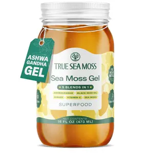 TrueSeaMoss Sea Moss Gel – Made in USA – 5-in-1 Formula – Wildcrafted Seamoss, Ashwagandha & Jarred Vegetables – Ashwagandha, Pack of 1 (Labels may Vary)