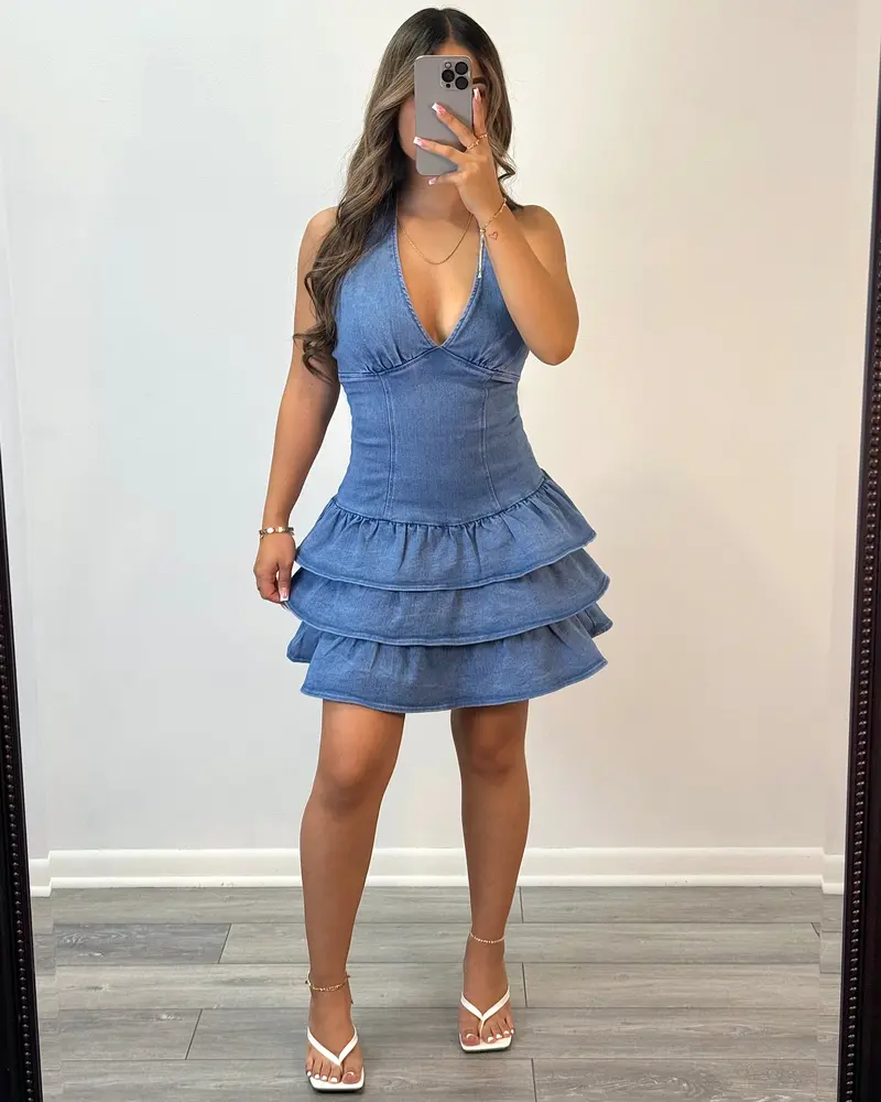 target denim dress halter - TikTok Shop