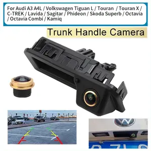 Trunk Handle Rear View Backup Camera for Audi A4 A5 S5 Q3 Q5, for VW Passat Tiguan Golf Touran Jetta Sharan Touareg- Easy Installation, No Battery Required, Parking Line Camera
