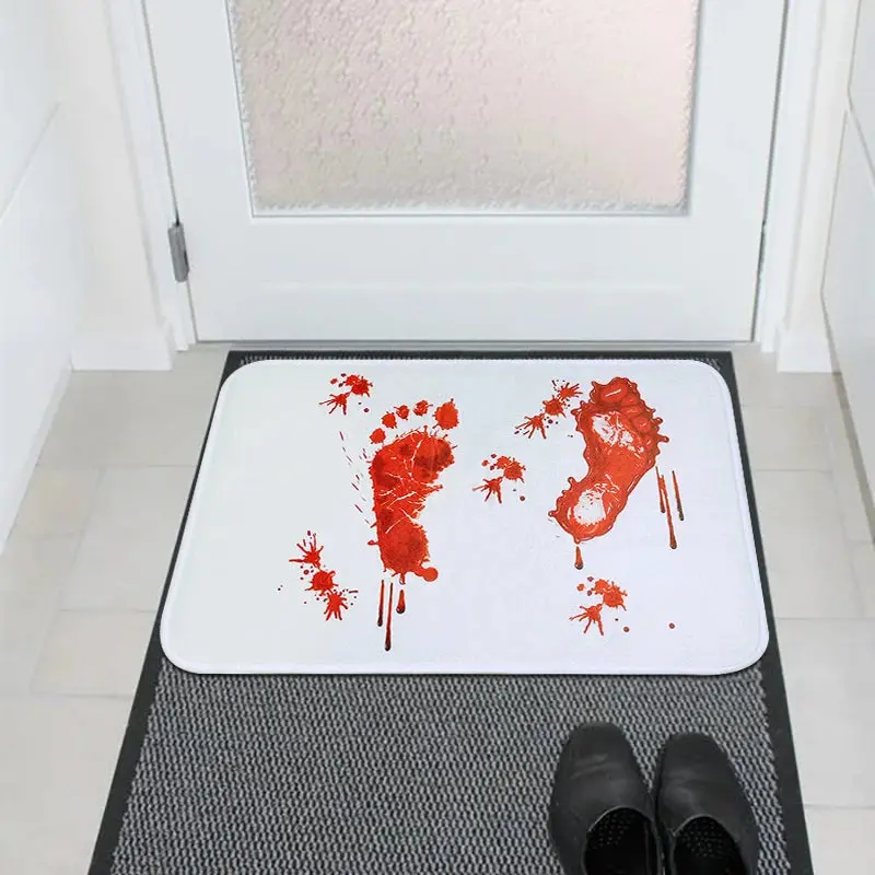 Blood Bathmat Bloody Footprints 3D Bathroom Floor Bath Mat Carpet  Non-Slip Rugs Indoor Outdoor Doormat