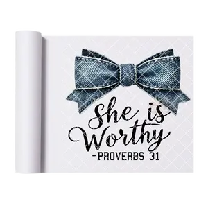 She is worthy blue jean bow DTF film t shirt transfer
