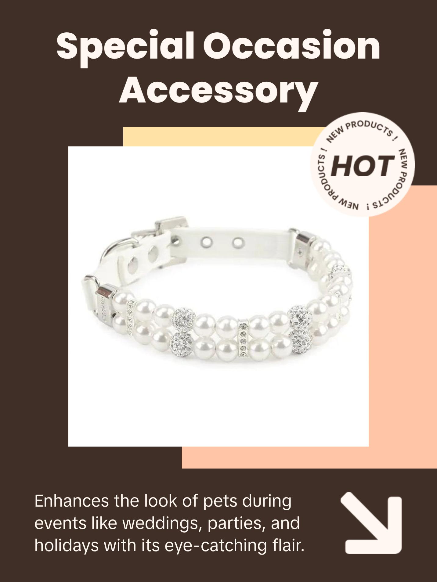 Pearl Pet Collar Artificial Pearls Rhinestone Dog Collar