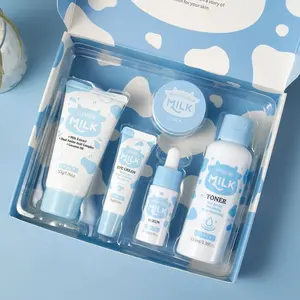 Milk Nourishing Skincare Set - 5-Piece, Deeply Nourishes Skin, Balances Oil Secretion, Suitable for All Skin Types, Suitable for Men and Women. Skincare Gift Box, Skin Care Kit, Moisturizing Set, Moisturizing Hydrating Kit Skin Care Products