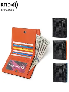 Minimalist RFID Blocking Wallet with Snap Button and Multiple Card Slots, Casual Dual-Fold Anti-Theft Wallet, Birthday Gift, Father's Day Gift，Valentine's Day gift, Stylish Wallet