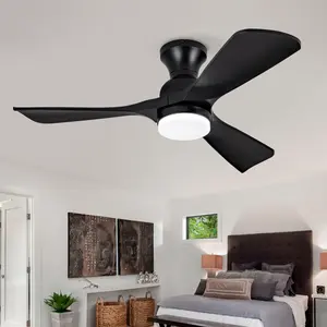 Hot sales 42 Inch Black Ceiling Fan with Lights Flush Mount Ceiling Fan with Remote Control, ABS Blades Modern Outdoor Ceiling Fans for Bedroom/Farmhouse/Patio/Indoor, Quiet DC Motor