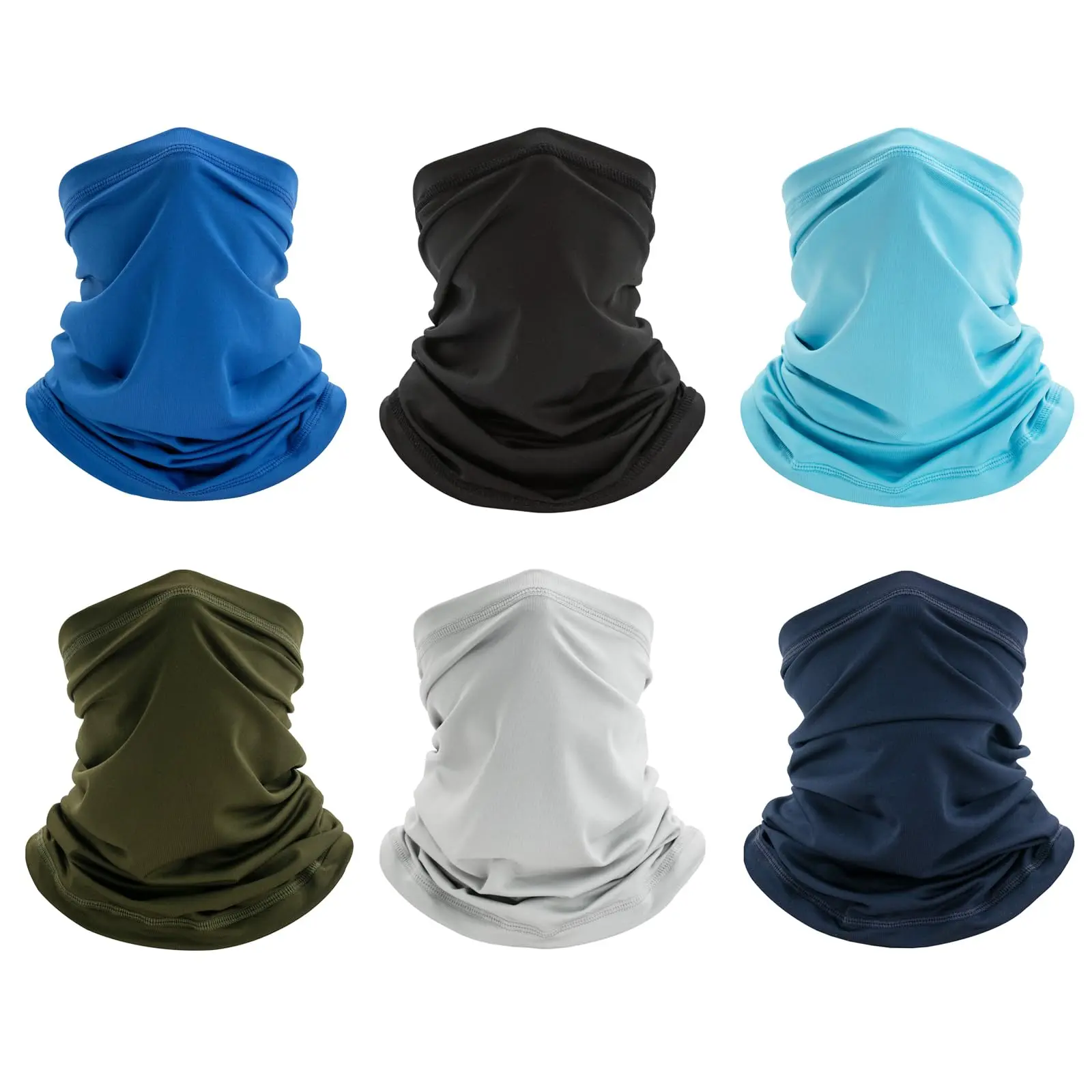 6 Pack Neck Gaiter Bandana Face Mask: Gator Mask Cover Scarf Balaclava
