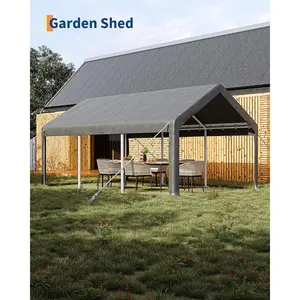 10x20 FT Heavy Duty Portable Carport Garage PE Canopy with Roll Up Front & Rear Doors, 4 Windows Outdoor Storage Shelter for Boat Pickup Party Events