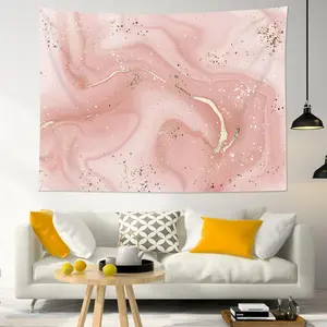 LB Pastel Marble Tapestry Wall Hanging Pink and Gold Marble Texture Wall Tapestry for Bedroom Aesthetic Modern Abstract Wall Art for Living Room College Dorm Decor, 60Wx40H inch