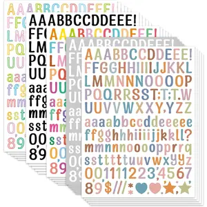 30 Sheets 0.5in Vinyl Self-Adhesive Alphabet Letter Number Stickers, A4 Multiple Colors Decals for Mailbox Labels, DIY Crafts Art Making, for Sign and Notebook Decoration