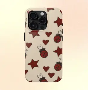 Red Ladybug Stars Hearts Yellow Phone Case Y2K Cute Bug Pattern Cool Girl MagSafe Case Phone - Case iP 17 16 15 14 13 12 11 X