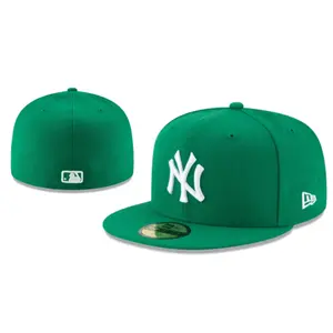 New York Yankees Black Fitted Baseball Cap New Era Flat Brim Hat