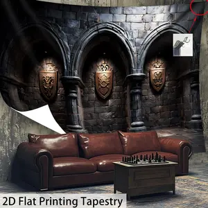 [2D printing] 1 piece - extra large size - dark vintage stone arch castle - high definition digital printing giant tapestry - polyester fiber - Tapestry Wall Hanging - home decoration - free installation