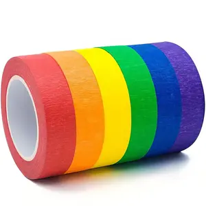 6 Rolls Colored Masking Tape，Colored Painters Tape，0.6" X14.3Yard Drafting Tape,Colored Painters Tape for Arts and Crafts，Labeling Tape, Paper Tape,Diy Decorative Coding Decoration Teaching Supplies JIMROLA