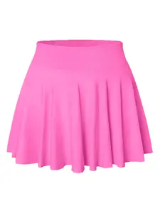 Women's Solid Color Ribbed Skort, Casual Comfy Breathable Skort for Tennis Golf Workout, Ladies Sportswear for Indoor Outdoor Wear