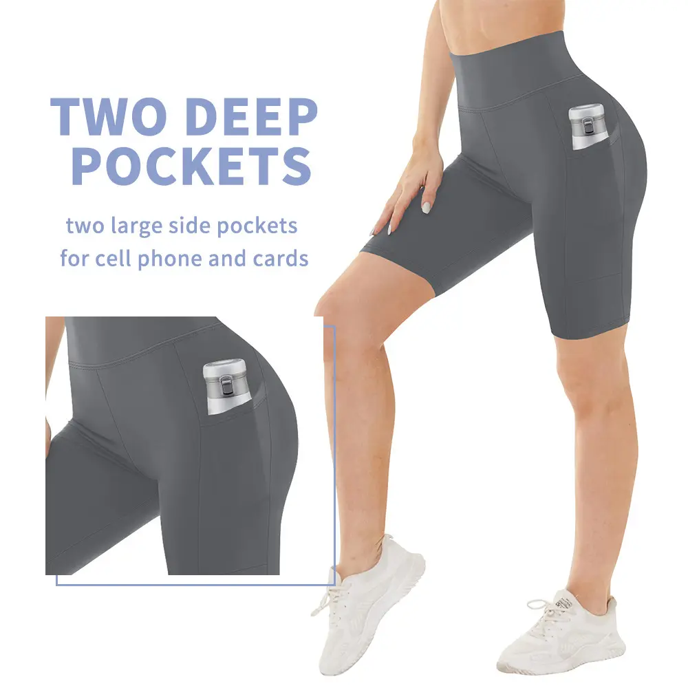 Dark Grey   Pocket Style Yoga Shorts