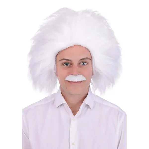 Adult Mad Scientist Costume Wig and Mustache Kit