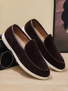 Men's Business Casual Flat Loafers, Soft Sole Comfortable Slip-On, Simple One-Step Design, Fashion Versatile Commuter Shoes
