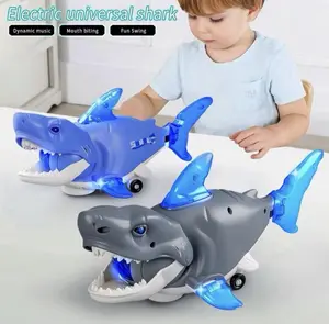 Electric Universal Shark Toy with Dynamic Music Mouth Biting Fun Swing Obstacle Avoiding for Babies 3 Years Plus Durable Plastic Vibrant Colors Batteries Operated Interactive Toy