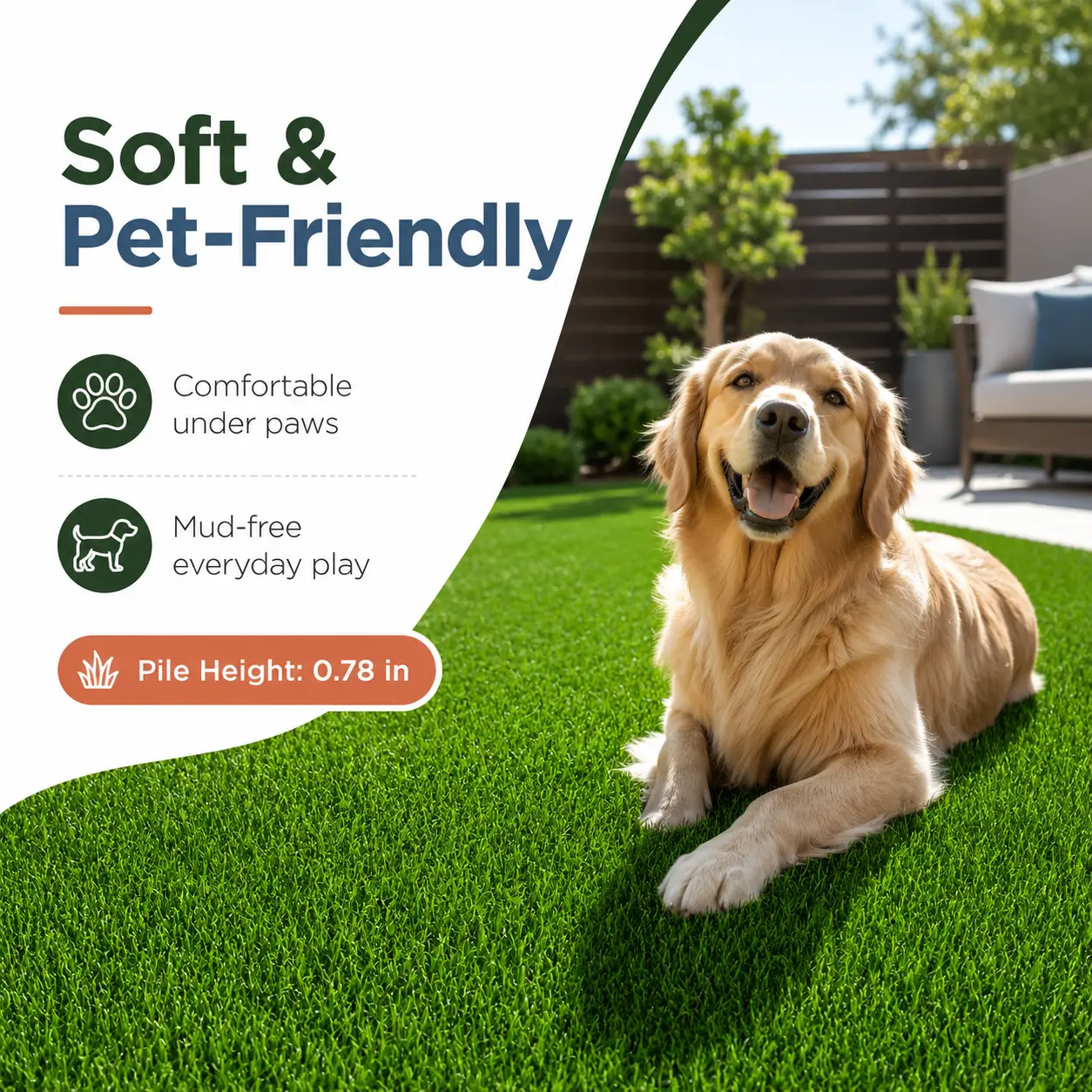 Installed once, lasts a decade. Pet Safe Artificial Grass Turf 0.6in Thick Dense, Heavy Duty Synthetic Lawn Fake Grass for Dogs Backyard Patio, No Mowing Waterproof UV Resistant Stain Resistant Outdoor Landscape, 7x20FT