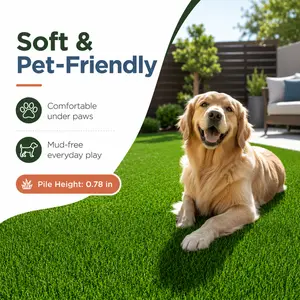 0.78in Thick Dense Synthetic Lawn, Heavy Duty Artificial Grass Turf, Pet Safe Fake Grass for Dogs, Backyard Outdoor Mat, No Mowing Waterproof UV Resistant