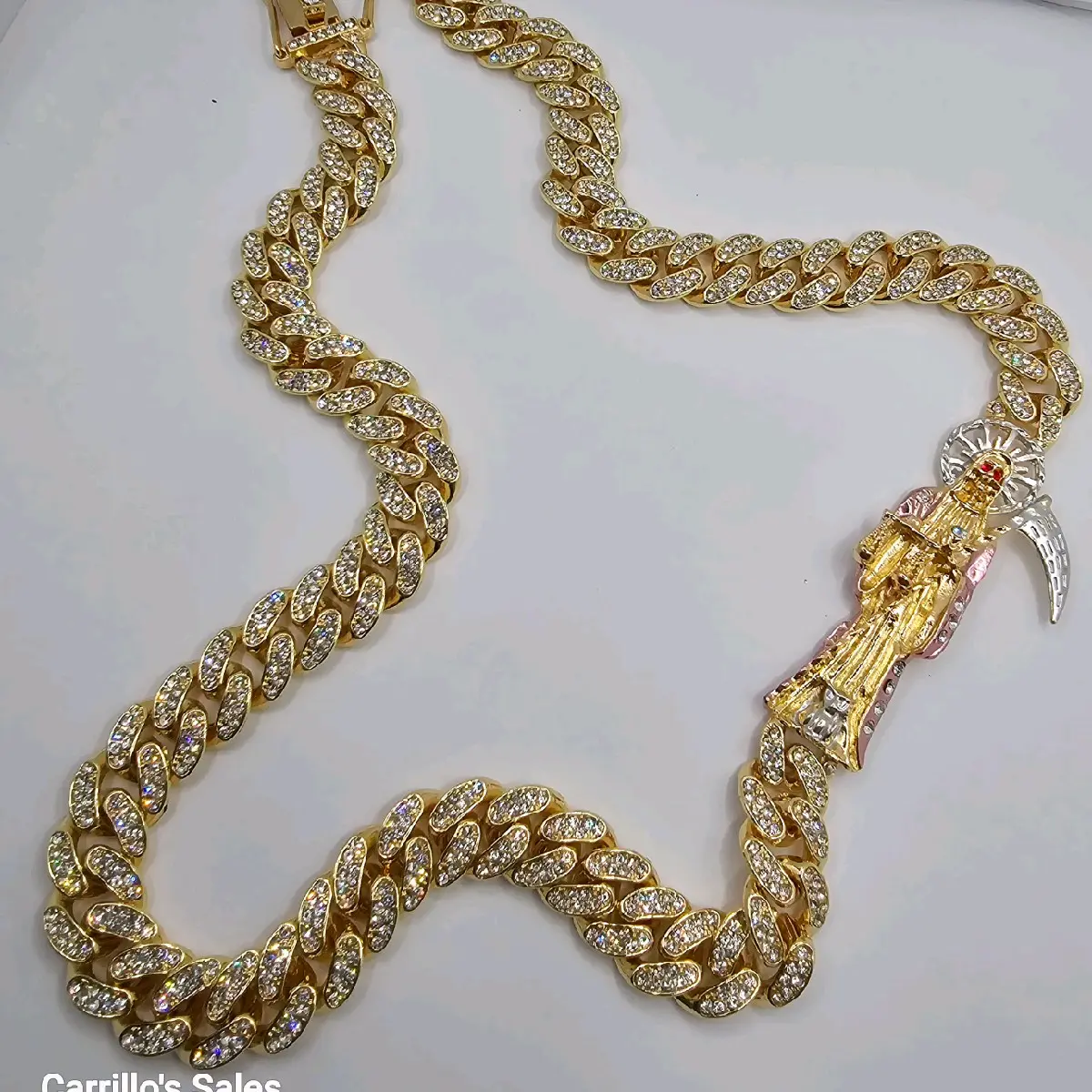 LA SANTA MUERTE fashion necklace multi-stones love style gold-plated  14MM 22"inches