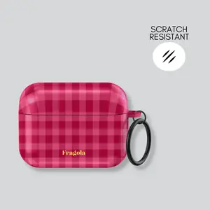 Pink checkered with Fragola airpods case, cover for airpod pro 3,2. airpods gen 4 3 2 1