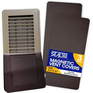 Magnetic Vent Covers (3-Pack), Pockets for Complete Seal, 5.5" X 12" (Brown) for Floor, Wall, or Ceiling Vents and Air Registers, for RV, Home HVAC and AC Vents, Vent Not Included