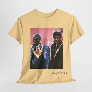 Eddie Murphy & Arsenio Hall - Coming To America - nostalgic - Classic Crewneck Cotton Fabric Top Unisex - TShirt - #VezzyWorld 👽🖖🏾 Menswear Medium Streetwear Casual Man