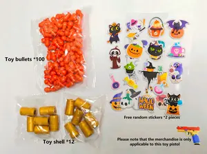 IUOUTG safety Toy bullet replacement kit, suitable for the toy pistol shown in the picture, Plastic material, is an ideal gift for toy pistol lovers, including 12 toy shells and 100 toy plastic bullets, and 2 random pattern stickers are given.