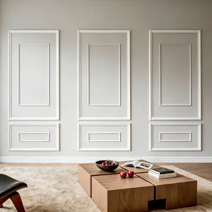 VEVOR Wall Molding 3 Pack, Wainscoting Panels Kit with Dual-Line Wide & Narrow Profile, Lightweight Paintable Polystyrene, Easy to Install Accent Wall Trim for Interior Living Room, Bedroom,White