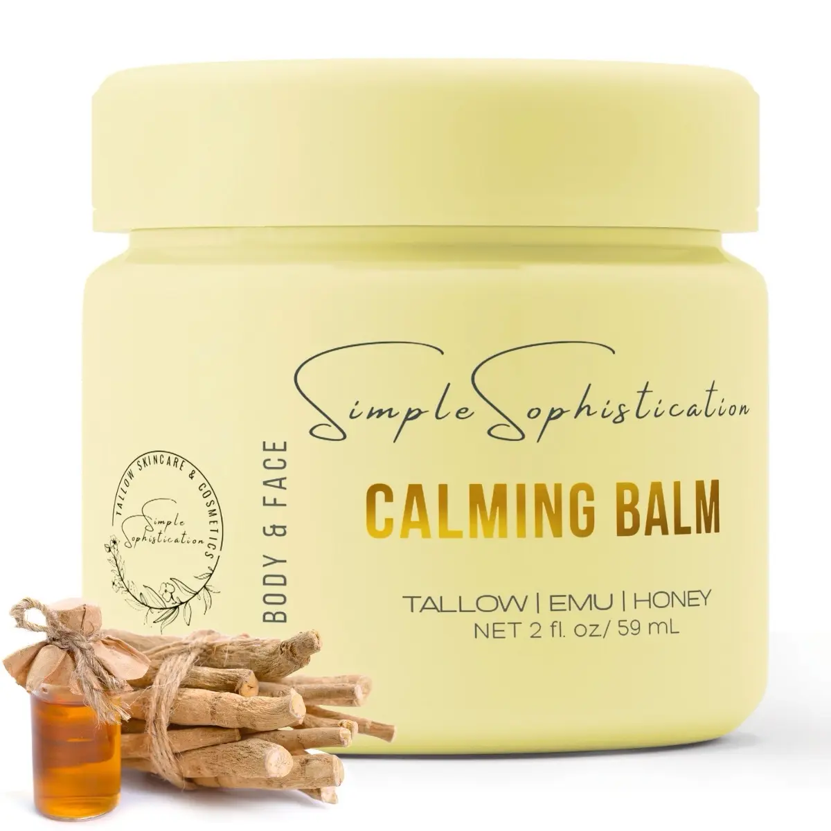 Tallow | Emu | Honey - Calming Balm with (Ashwagandha & Rosehip) | Beef Tallow Body & Face Cream | Moisturizer | Tallow Skincare suitable for sensitive skin, eczema, psoriasis, rosacea, mature skin
