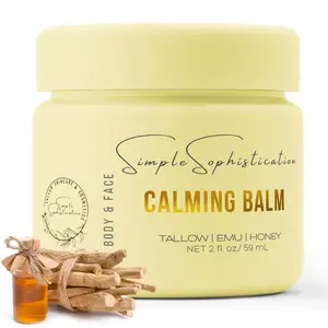 Tallow | Emu | Honey - Calming Balm with (Ashwagandha & Rosehip) | Beef Tallow Body & Face Cream | Moisturizer | Tallow Skincare suitable for sensitive skin, eczema, psoriasis, rosacea, mature skin