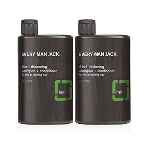 Every Man Jack 2-in-1 Thickening Shampoo and Conditioner Coconut Aloe Tea Tree Oil Naturally Derived Twin Pack
