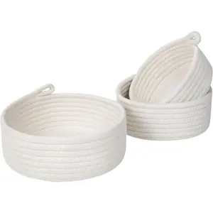 Set of 3  Rope Nesting Bowls, Small Catch  Basket, Cute Closet Baskets and Bins for Shelves, Mini Table Basket Organizer for Small Accessories