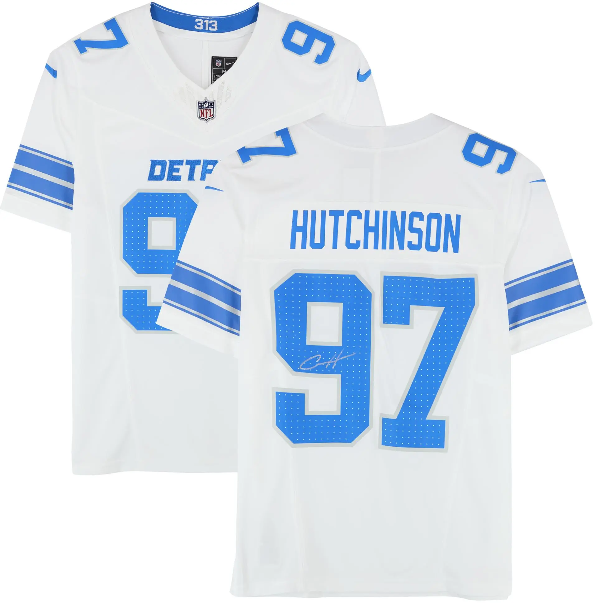Aidan Hutchinson Detroit Lions Autographed Nike White Vapor Fuse Limited Jersey - Fanatics Authentic Certified