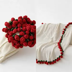 22 Roses Forever Love Blanket | 2-in-1 Knit Bouquet & Throw Blanket, Never Wilt Crochet Rose Blanket, Perfect Gift for Wedding Birthday Girlfriend Wife outdoorfun