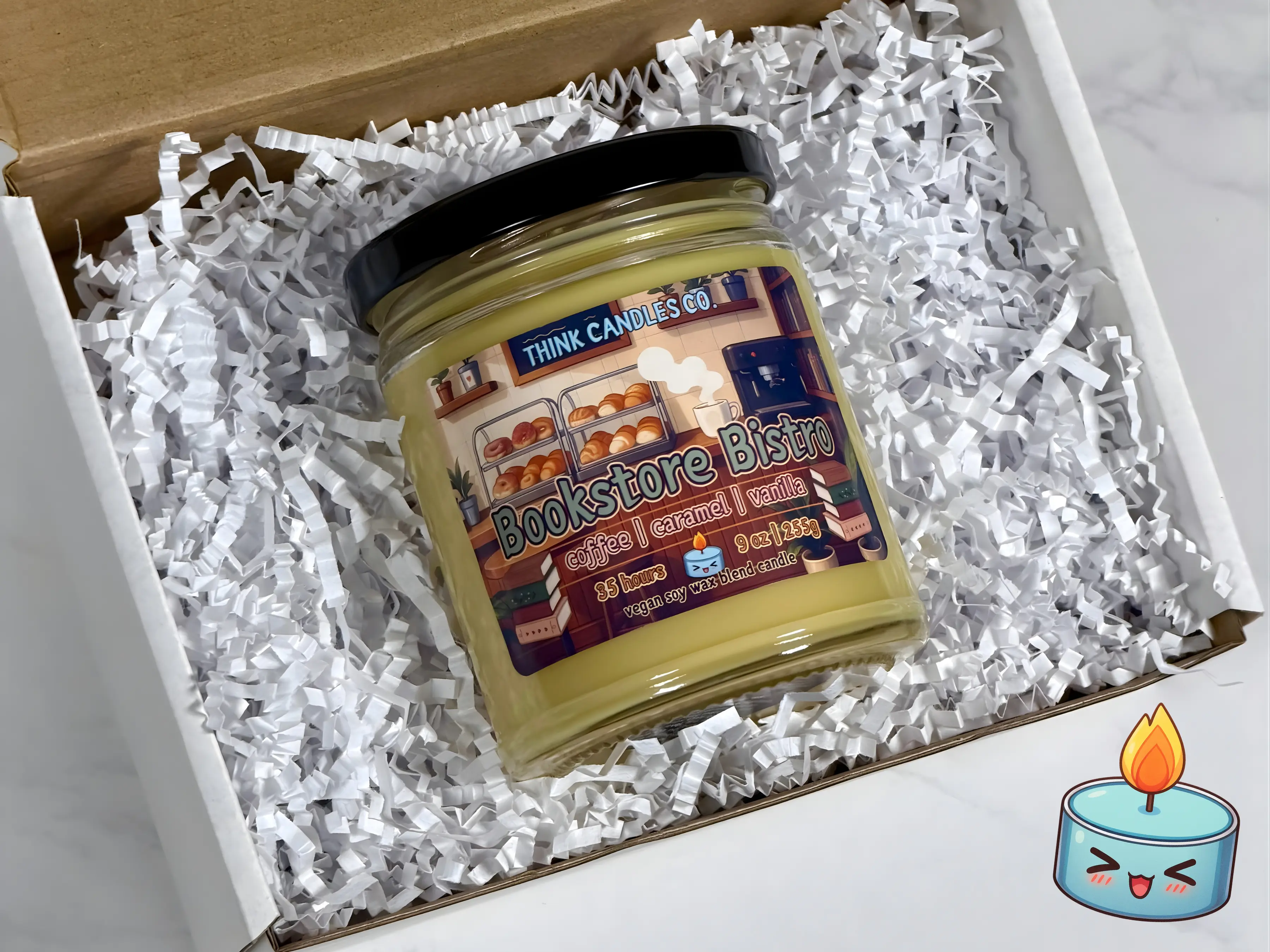 Bookstore Bistro Candle | Hand Poured Vegan Wax Blend Candle | 9 oz, 4 oz, 2 oz Snap Bar